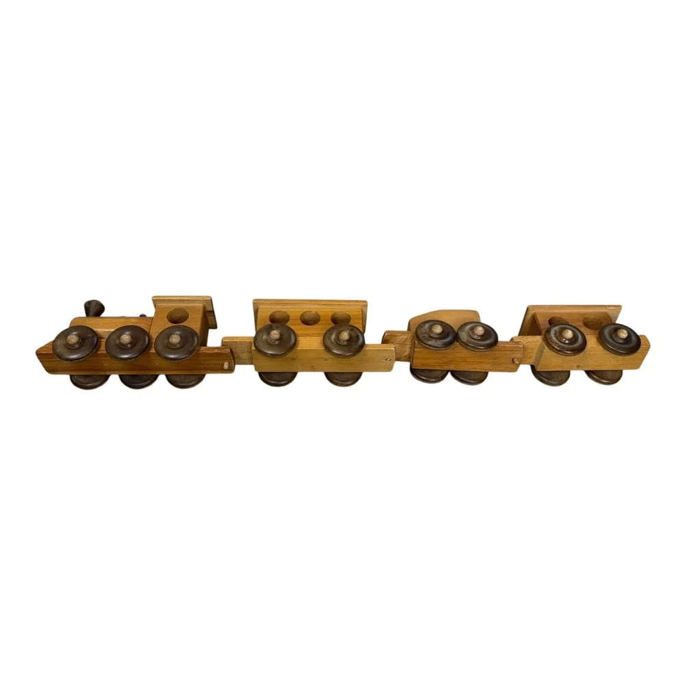 Vintage‎ Wooden Steam Locomotive & Cars Train Set -Hand Crafted